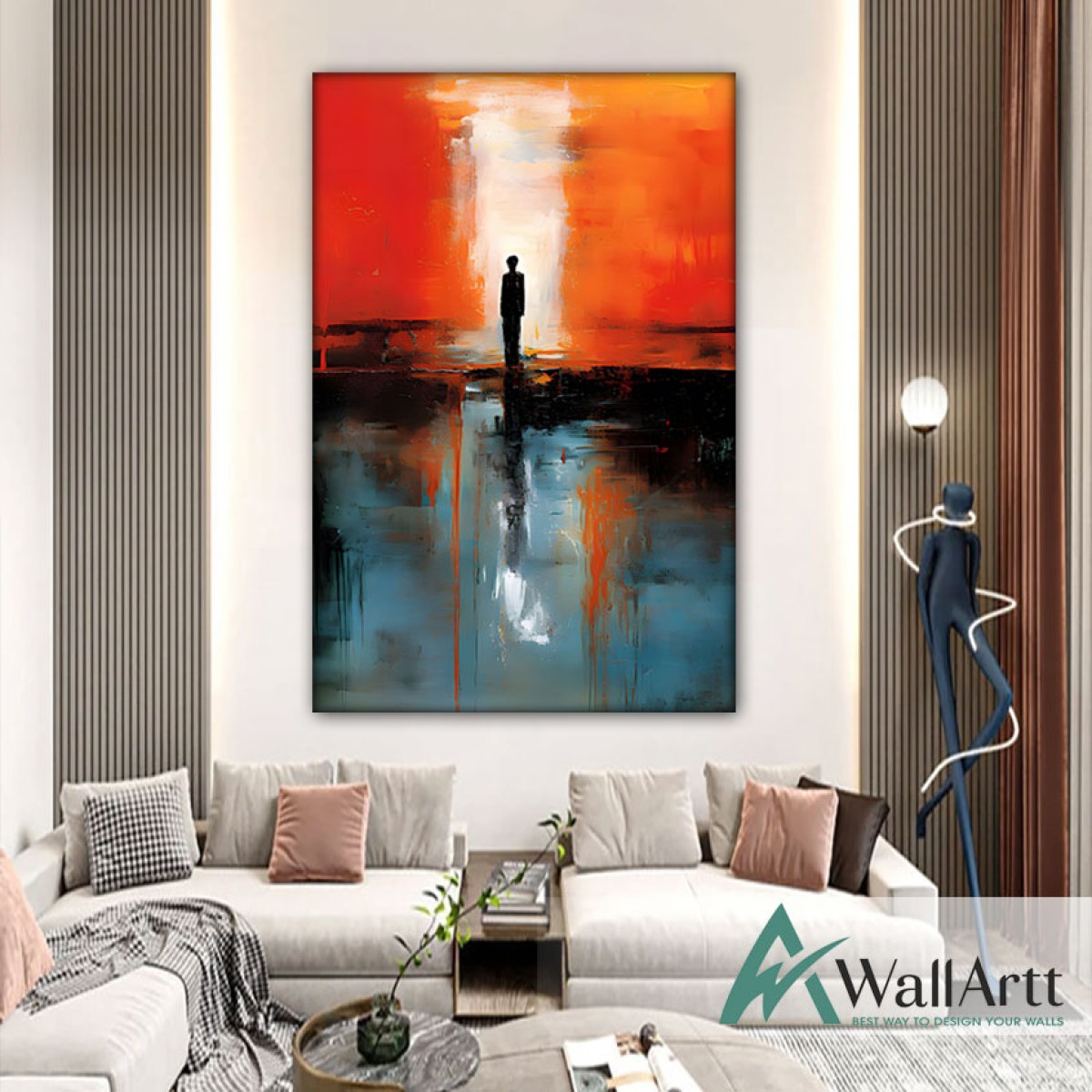 Alone Textured Partial Oil Painting - Wall Art